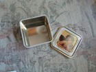 Small Thinking Angel Square Tin, 3" x 3" x 1 3/4", small dent in the lid — photo 2