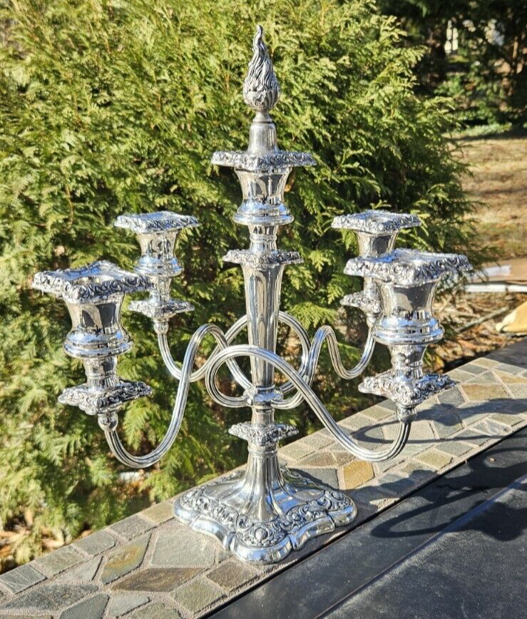 VERY RARE 5-arm Quadruple Silver Plate Candelabra Wilcox Silver Co