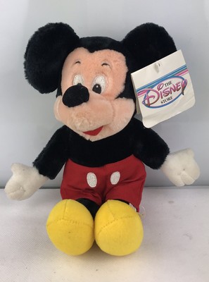 Vintage Disney Mickey Mouse Plush Stuffed Animal Toy Black White Red Yellow 12
