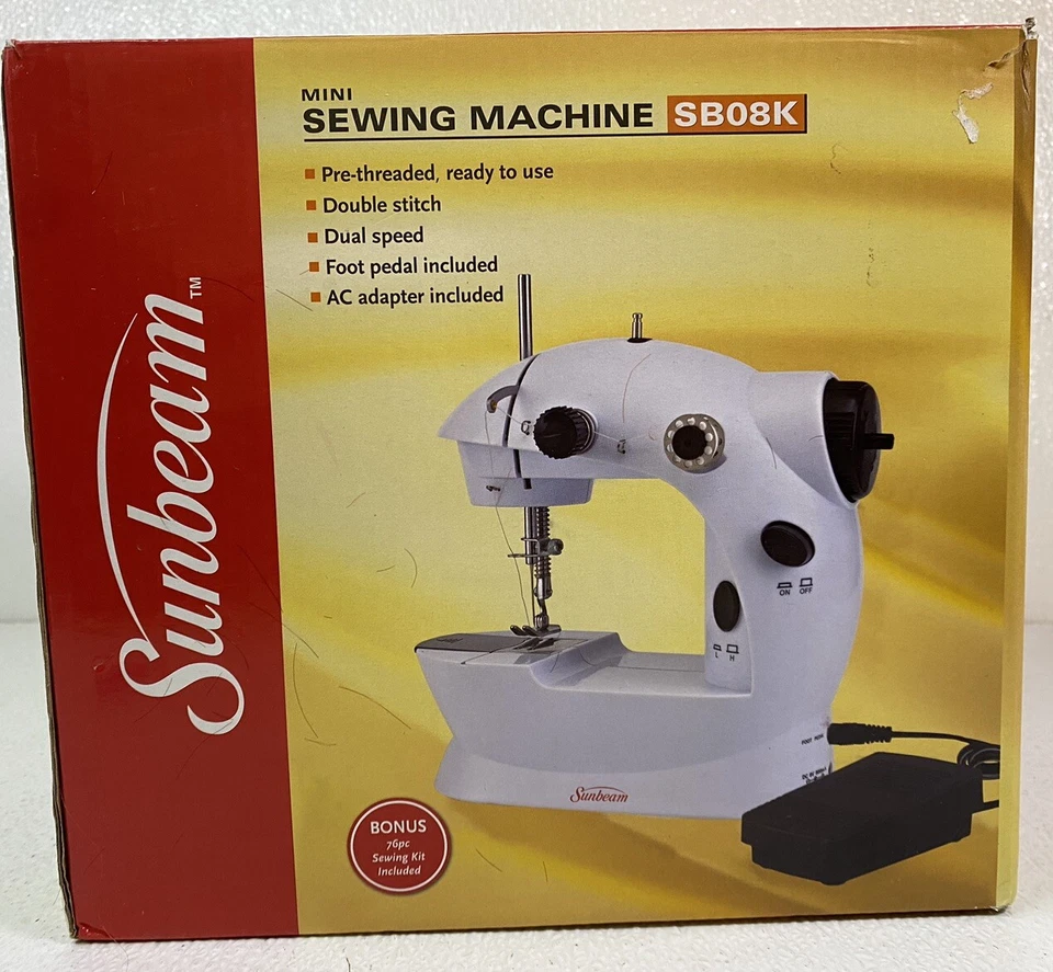 Sunbeam White Mini Sewing Machine With Foot Pedal Model SB08K White New Open Box - Image 4 of 4