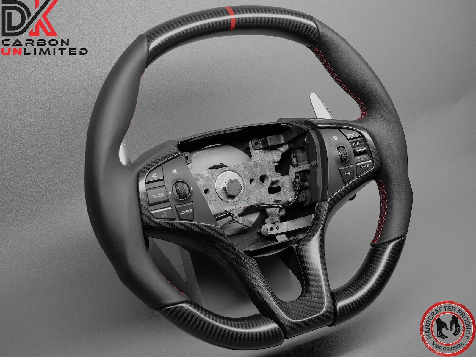 Acura NSX 2nd Gen NC1 2016 2022 Red Ring Napa Satin Matte Carbon Steering Wheel