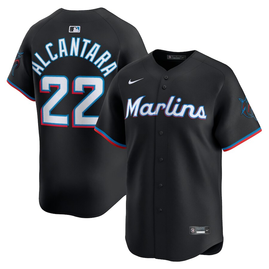 Marlins Destrade 39 ユニフォーム Miami Marlins Sandy Alcantara #22 Nike Black Alternate 2025 MLB