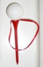 Golf ball on Red Tee Ornament with red ribbon by Kurt Adler - 5 inch