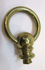 Old 1960's 2.3 oz Solid Brass 2.5" Tall Ring Hanging Lamp Vintage Part Finial