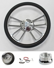 67-68 Chevelle El Camino Nova Black 4 Spoke Billet Steering Wheel 14 Bowtie Cap 67-68 Chevelle El Camino Nova Black 4 Spoke Billet Steering Wheel 14 Bowtie Cap