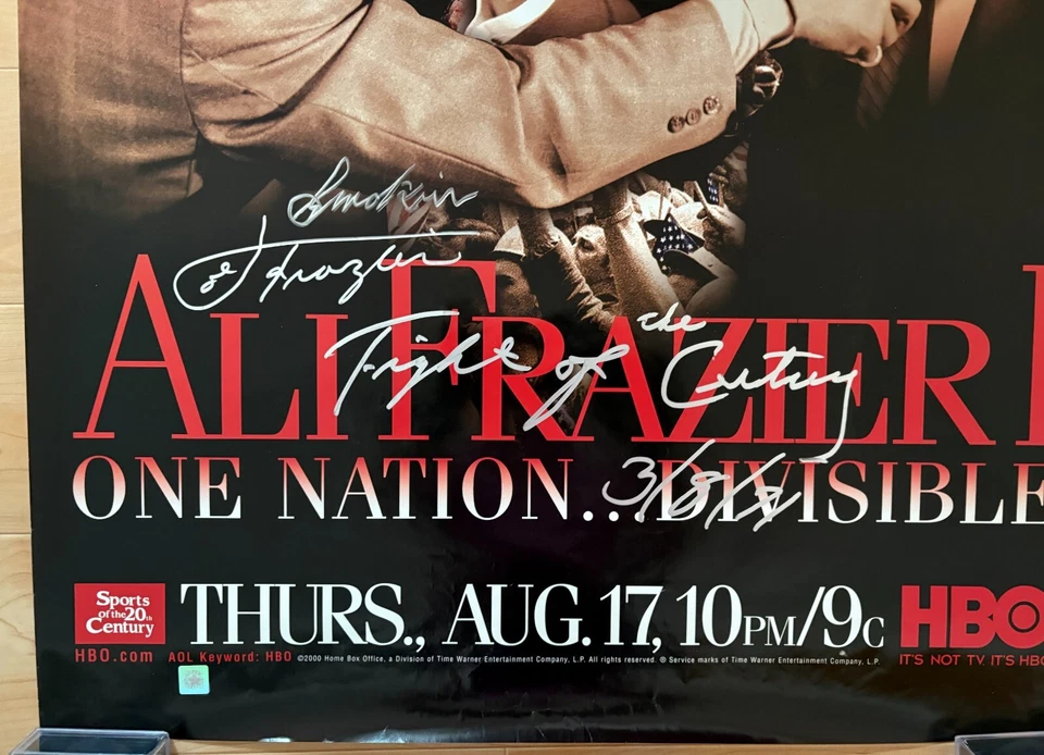 Джо Фрейзер подписанный Али - Фрейзер I HBO боксер плакат со специальными надписями - Изображение 2 из 4