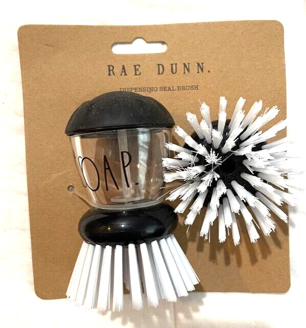 Rae Dunn Brush SOAP Kitchen Cleaning 🎁❤️Seal Brush Black New w/tag