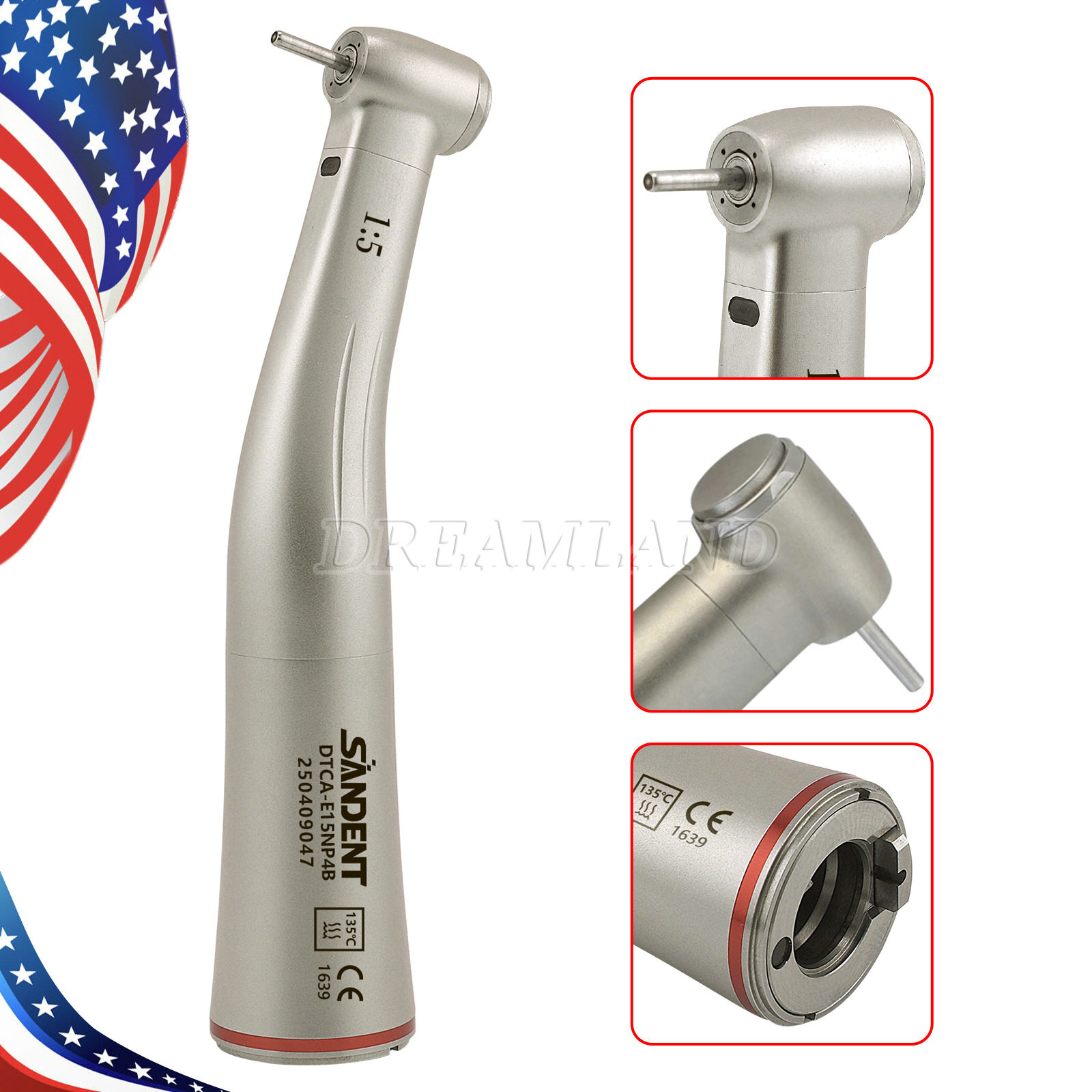 SANDENT Dental 1:5 Increasing LED Contra Angle Handpiece E type