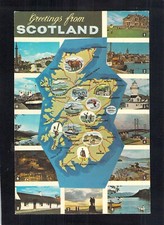 D1675 UK Greetings from Scotland 12 images and map postcard