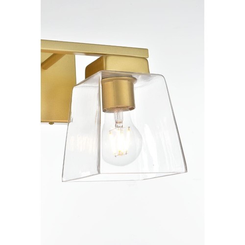 Bathroom Vanity Wall Sconce Lighting Light Fixture with Glass Shades Brass 14 in - Picture 5 of 7
