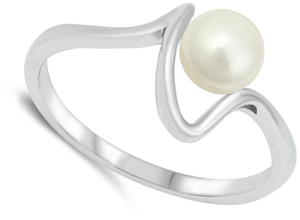 Freshwater Pearl Beautiful Wave Ring New .925 Sterling