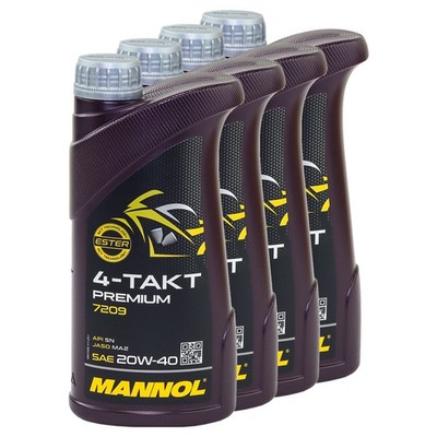 Motoröl 4Takt Premium 20W40 MANNOL API SN 4x 1Liter für Vespa MBK Piaggio Yamaha