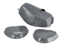 Set: Tank + eckige Seitendeckel Enduro, Staubgrau - Simson S51E, S70E
