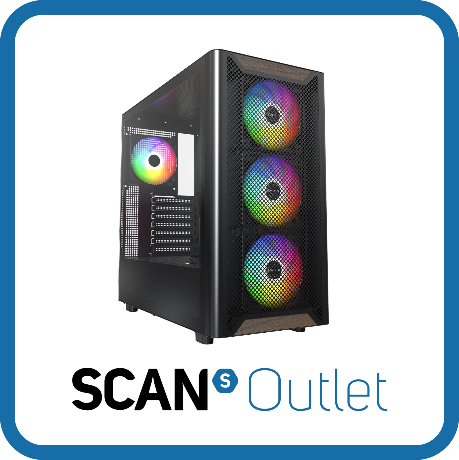 Montech XR WOOD Mid Tower Chassis, Black, 4x 120mm ARGB Fans, 2x USB 3.0, 1x USB
