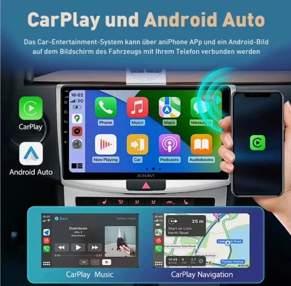 2-in-1 CarPlay & Android Auto Adapter – USB, drahtlos, Plug & Play - Bild 2 von 4