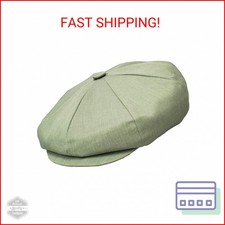 Emstate Eco-Friendly Twill 8 Panel Newsboy Apple Cap Made in USA Heather Green,