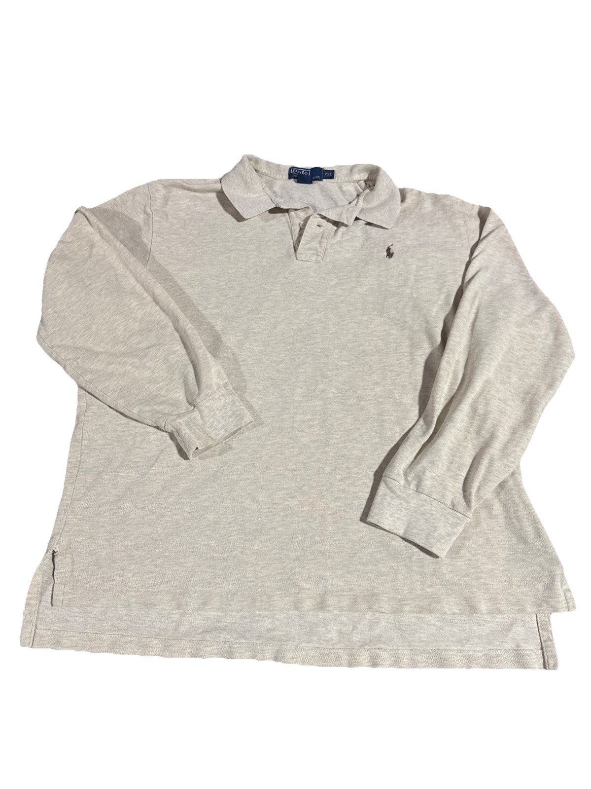 Vintage Polo Ralph Lauren Polo Shirt Men’s Large Brown Long Sleeve Beige XXL
