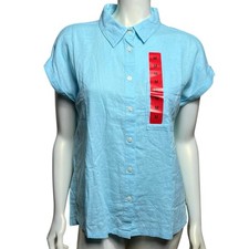 Orvis Women's Light Blue Short Sleeve Button-Up Shirt, Size M, New with Tags