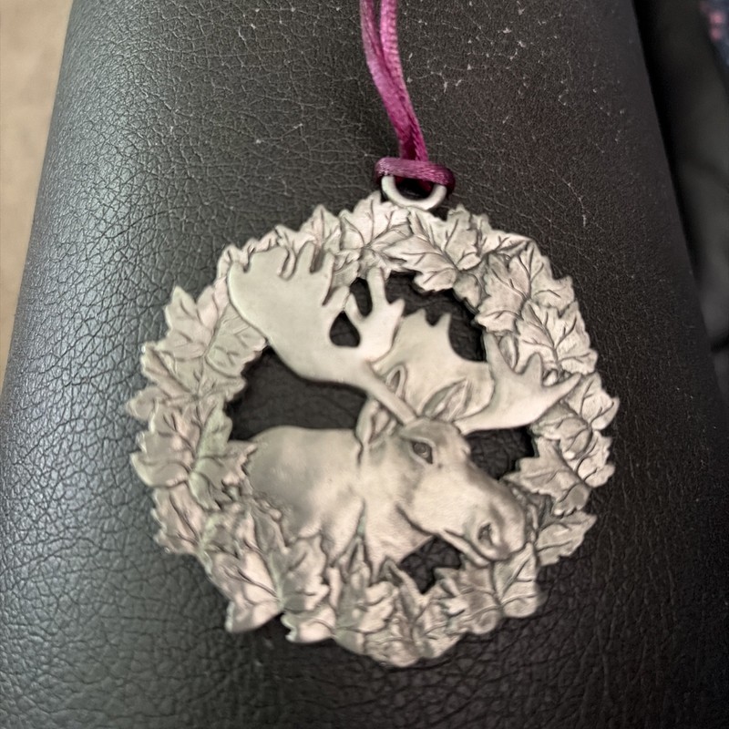 Moose Pewter Christmas Tree Ornament 