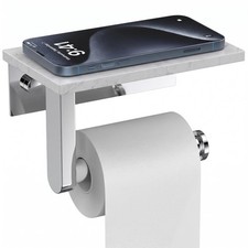Chrome Marble Toilet Paper Holder with Shelf Wall Mount Tissue Roll Holder ...