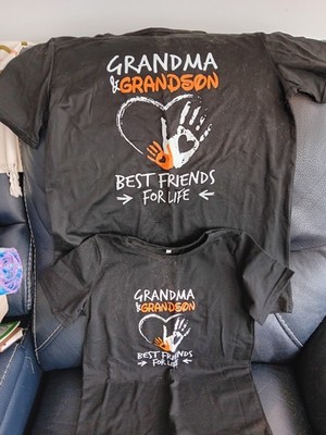 GRANDMA & GRANDSON ''Friends for Life''  matching T-Shirts An adorable pair