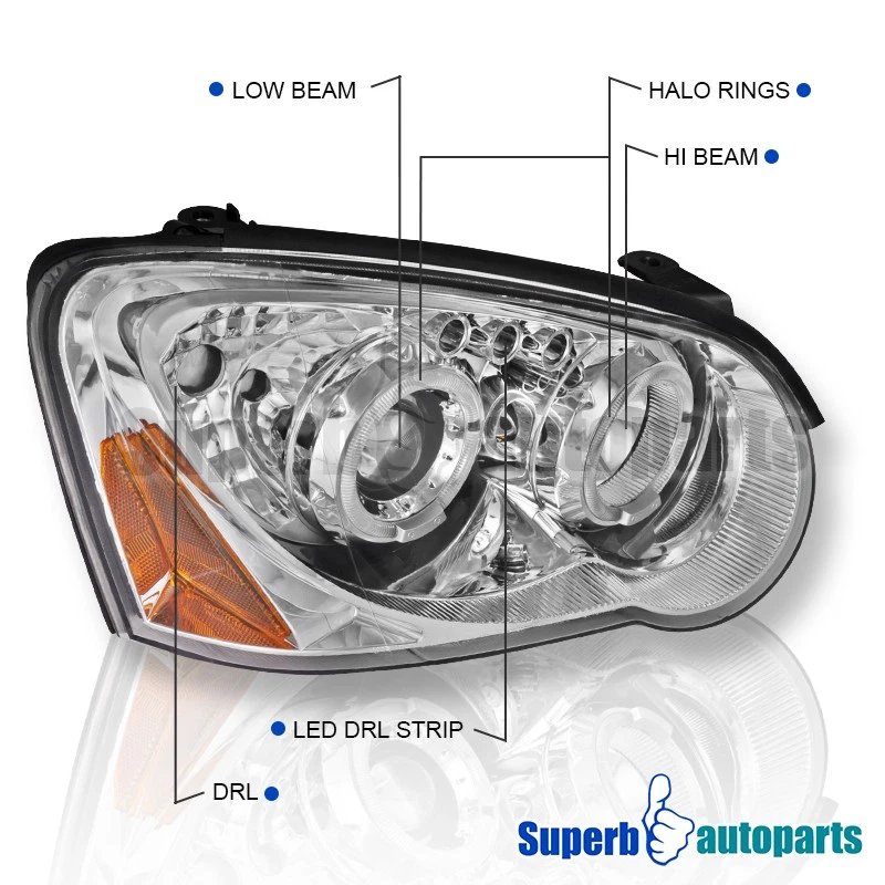 Fits 2004-2005 Subaru Impreza WRX Halo Projector Headlights LED Tube Lamps 04-05 - Imagem 3 de 4
