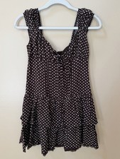Wild Fable Women's Brown Polka Dots Cap Sleeve Mini A-Line Dress Size XXS NWT