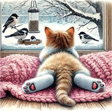 Cute Cat Animal Paint by Numbers Kit for Adults Beginners DIY Canvas Art Set