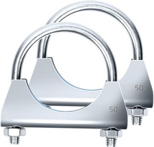 2Pcs Exhaust U-Clamps 50MM 2in Muffler Exhaust Clamps U-Bolt Clamps Design
