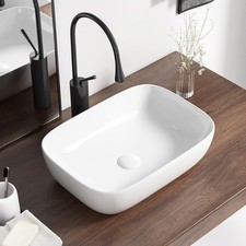Vessel Sink Bowl Above Counter, 18.3" x 13" Ceramic Oval Modern Bathroom Sink...