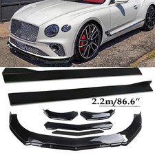 For Bentley Continental Glossy Black Front Bumper Lip Splitterside Skirts Kit