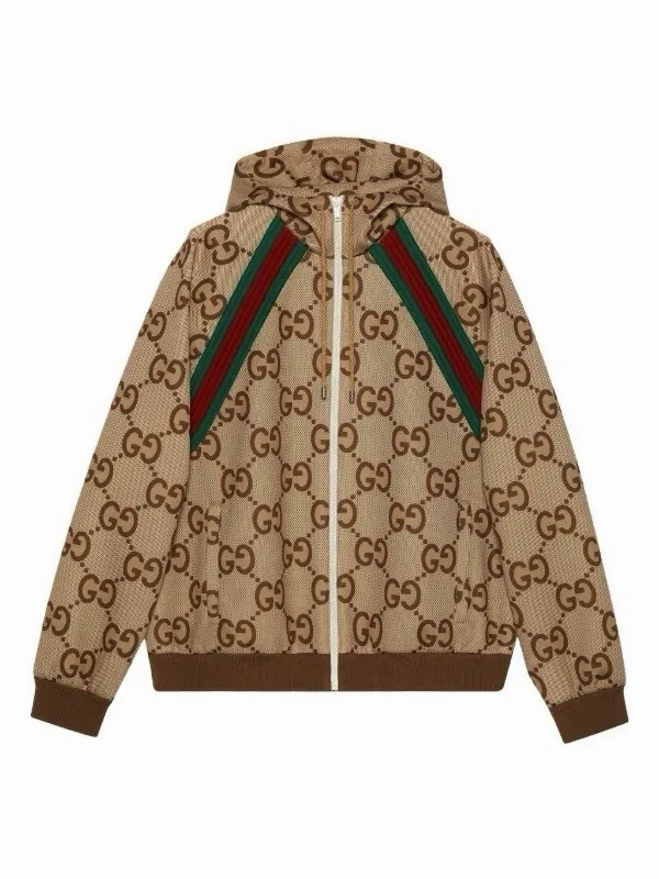 GUCCI Giacca GG Supreme Bomber con Cappuccio Taglia Large Autentica Zip Up Uomo