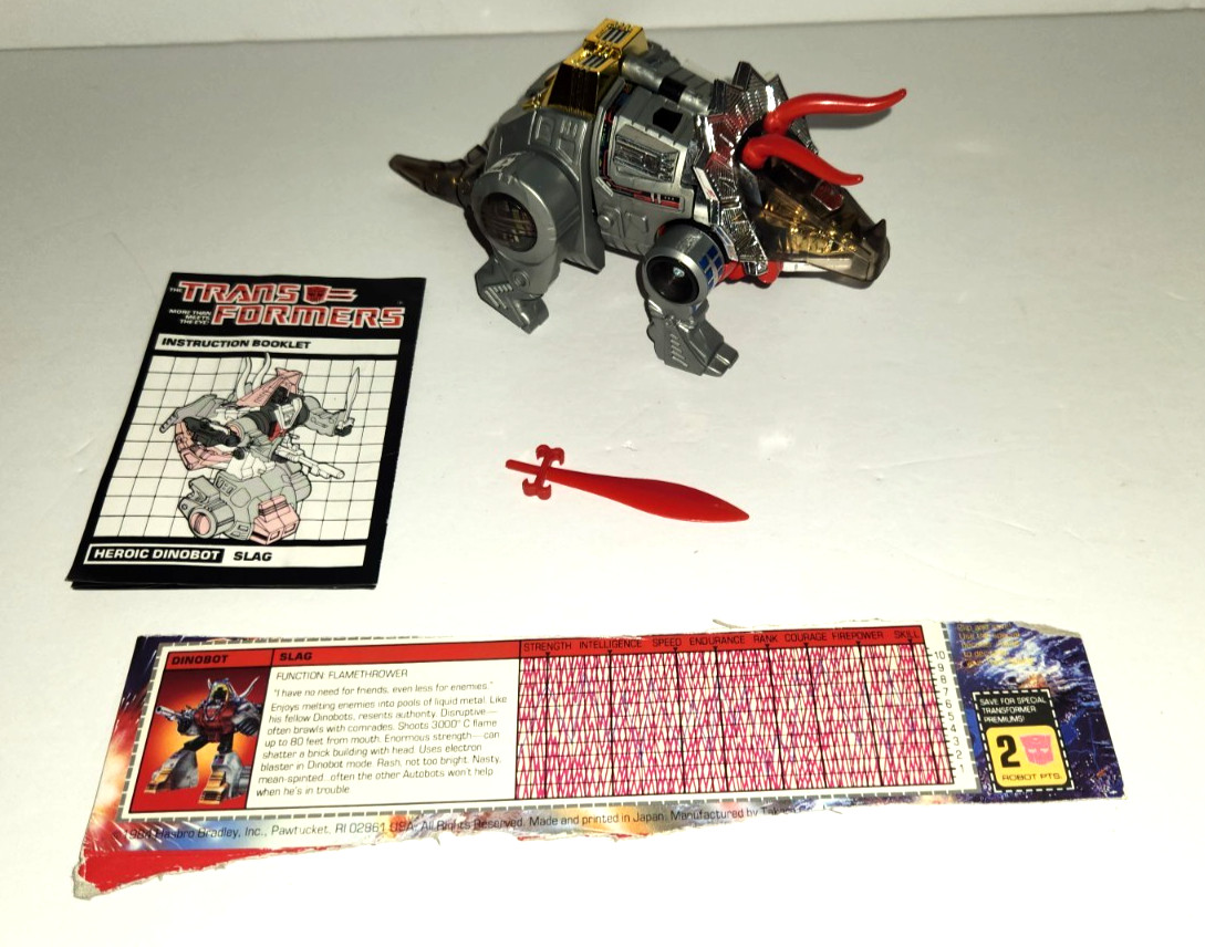 Transformers Vintage G1 Slag VERY NICE CONDITION + Specs/Manual (no missles/gun)