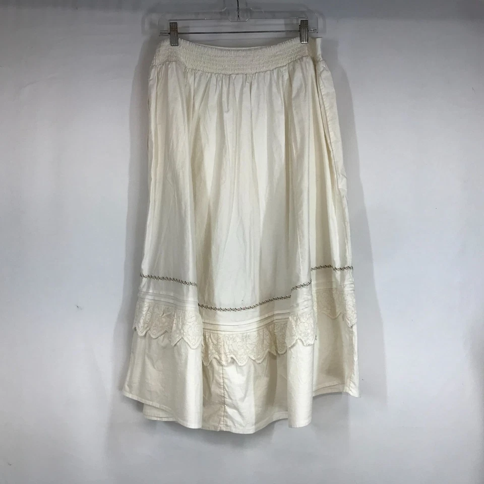 FREE PEOPLE - WOMEN'S XL - OFF WHITE MAEBERRIE EMBROIDERED SKIRT BOHO LACE - Image 4 of 4