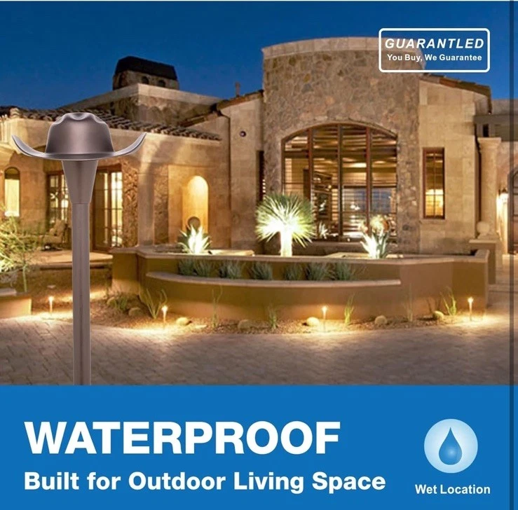 Nuevo paquete de 6 luces de camino de bajo voltaje de 3 CCT, LED diseño de sombrero de vaquero de camino de paisaje Foto 4 de 4