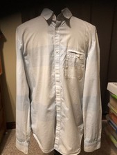 Calvin Klein Mens Button Up Long Sleeve Dress Shirt Light Blue  White Plaid M