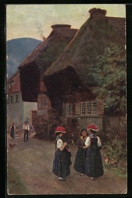 Künstler-AK H. Hoffmann: Frauen in traditioneller Kleidung unterhalten sich 192 