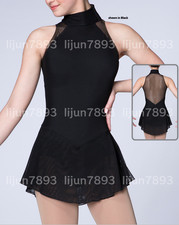 Ice skating dress Competition Figure Skating Twirling Costume black