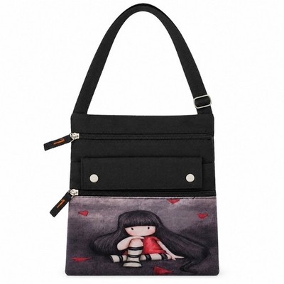 Santoro Gorjuss Style Crossbody Bag Women Small Black Whimsical Girl Graphic Prt