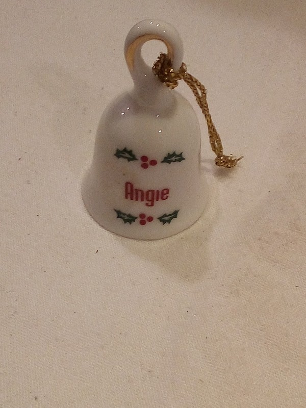 ANGIE Personalized Holly Berries White Porcelain Bell   1.75”x1”  Christmas