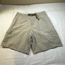 Columbia Mens Cargo Shorts Belted Elastic Waist Outdoor Fishing Beige L 4089