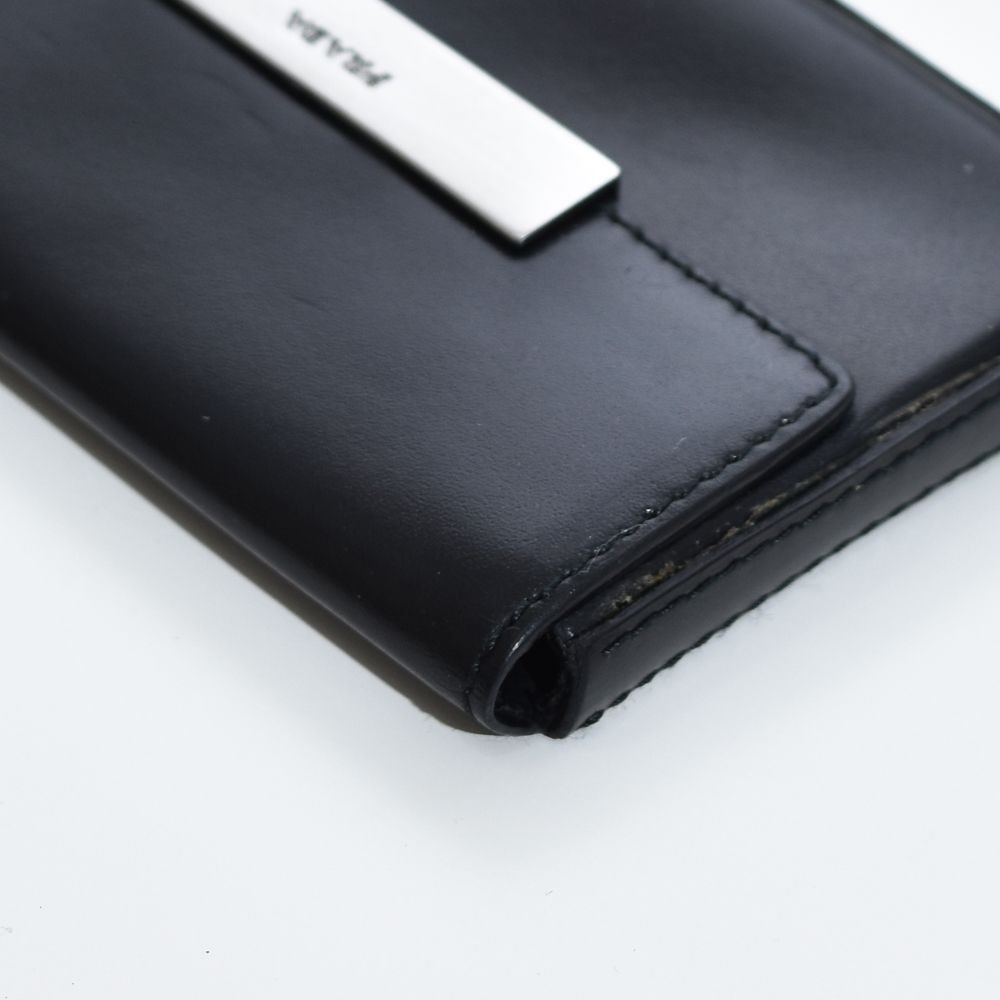 Prada Leather Card Case Business Card Holder Logo Lightweight Used thumbnail 6