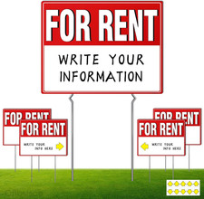 4 Pack For Rent Signs with Stakes, 17x13" Double Sided For Rent Yard Signs, Larg