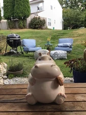 RARE Fitz And Floyd Pink Hippo Cookie Jar Circa 1980