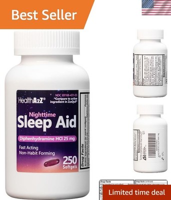 Restful Sleep with Non-Habit Forming Diphenhydramine 25mg Softgels   250 Count