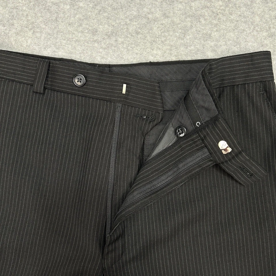 Calvin Klein Dress Pant Mens 32x32 Black Pinstripe Wool Business Casual Trouser - Image 2 of 4