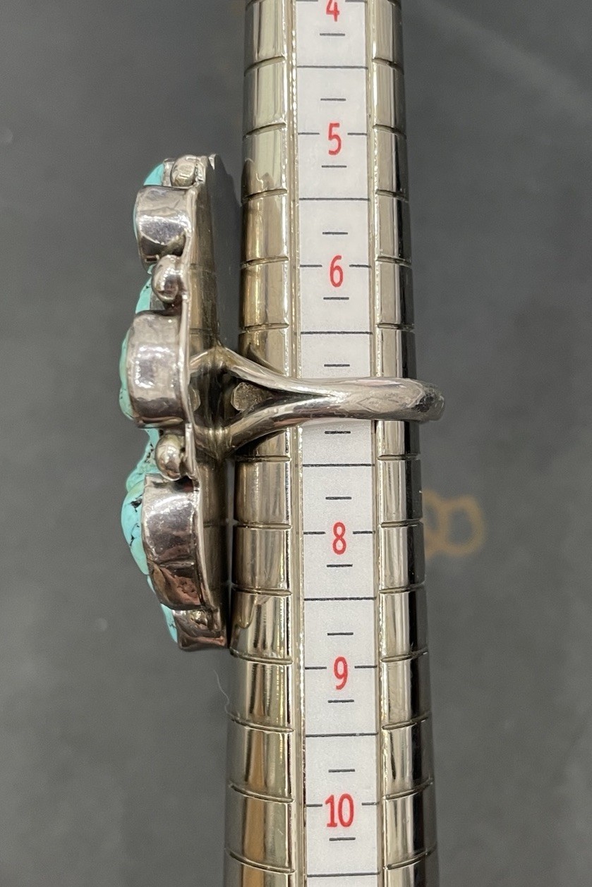 Turquoise Cluster Ring Native American Artisan St… - image 11