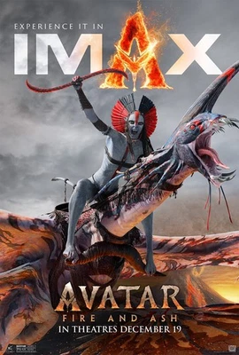2025 Avatar Fire And Ash Movie Poster 11X17 Sam Wothington Zoe Saldana Jake 🍿