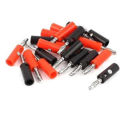 20Pcs Audio Speaker Cable Wire Connector Adapter 3.5mm Banana Black Red