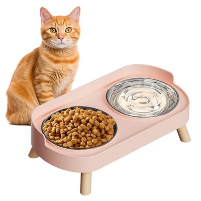 Elevated Cat Bowl, Raised Cat Food and Water Bowl Set for Indoor Cats, Splash...